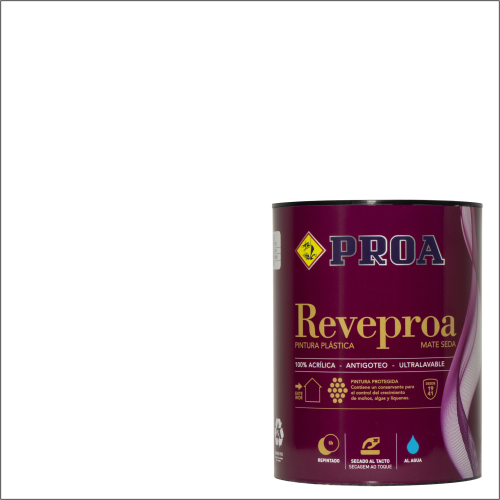 Tinta plástica antibolor antiverdete. Mate seda. REVEPROA. branco