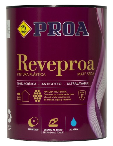 Tinta plástica antibolor antiverdete. Mate seda. REVEPROA. branco