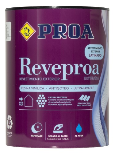 Tinta plástica antibolor antiverdete. Acetinada. REVEPROA. branco