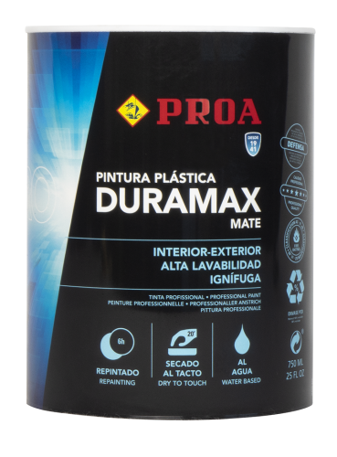 Tinta plástica interior/exterior antibolor. Mate. DURAMAX.  branco