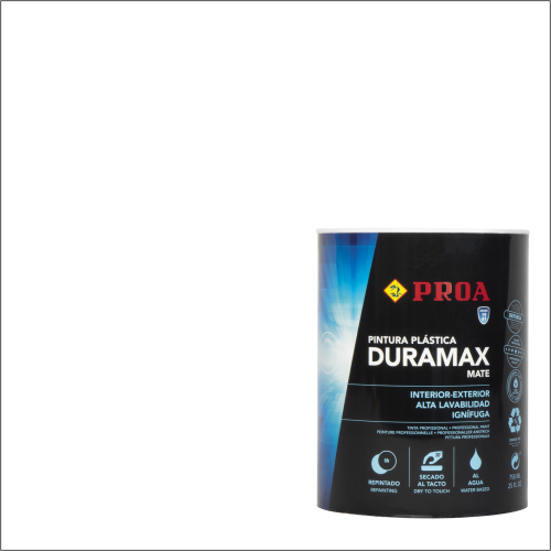 Tinta plástica interior/exterior. Mate. DURAMAX.  branco