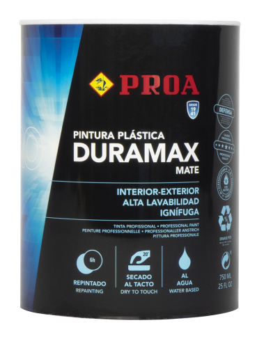 Tinta plástica interior/exterior. Mate. DURAMAX.  branco